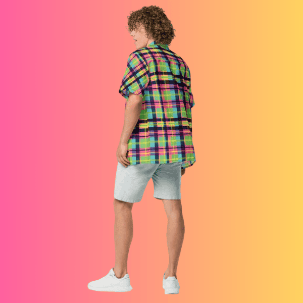 Custom Plaid Button-Up Shirt for Raves and Festivals