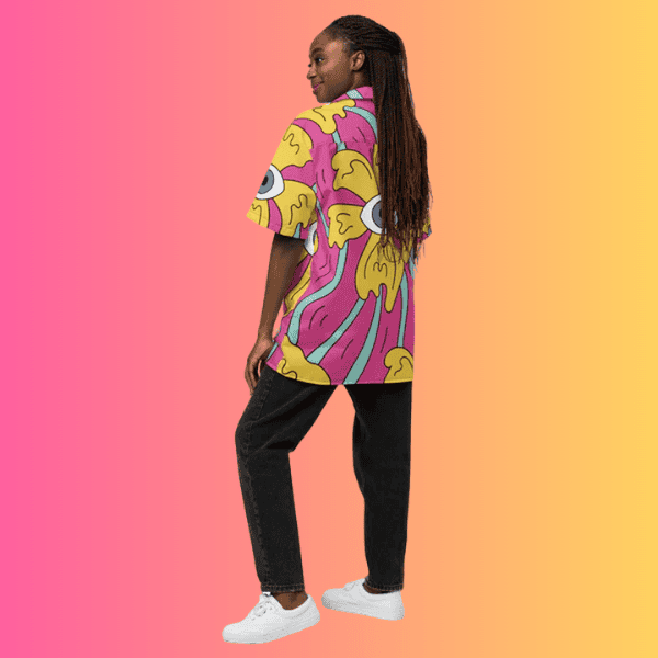 Psychedelic Retro Button-Up Shirt for Rave Festivals