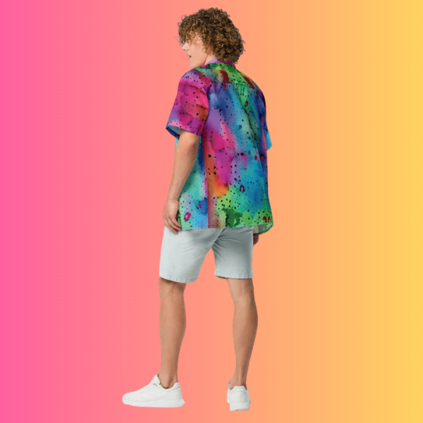 Vibrant Alcohol Ink Button Shirt for EDM Raves and Festivals