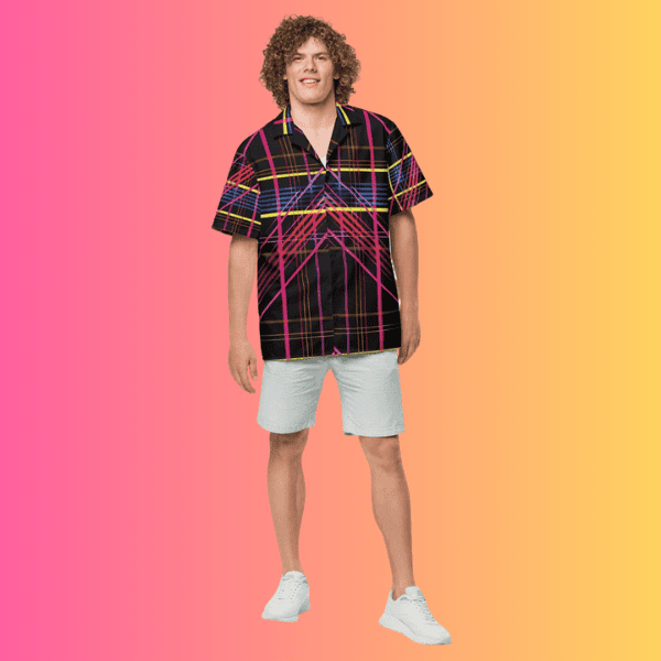 Vibrant Plaid Button-Up Shirt for Rave and Festival Vibes