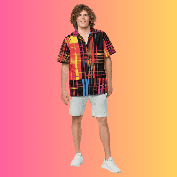 Funky Plaid Button-Up Shirt for Raves & Festivals