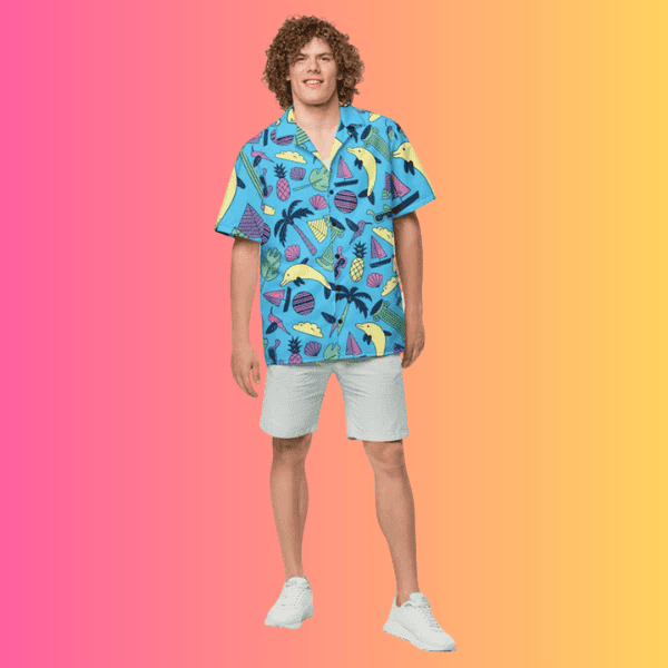 Vibrant Retro Button-Up Shirt for Rave and Festival Vibes
