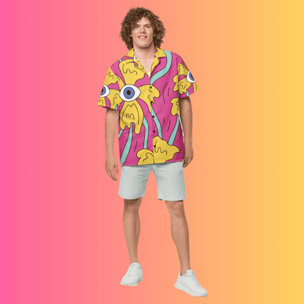 Psychedelic Retro Button-Up Shirt for Rave Festivals