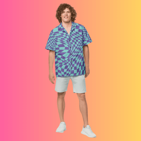 Vibrant Checkered Button-Up Shirt for Raves and Festivals