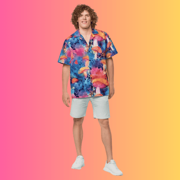 Playful Mushroom Button Shirt for Rave and Festival Vibes