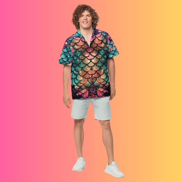 Mermaid Scale Button-Up Festival Shirt