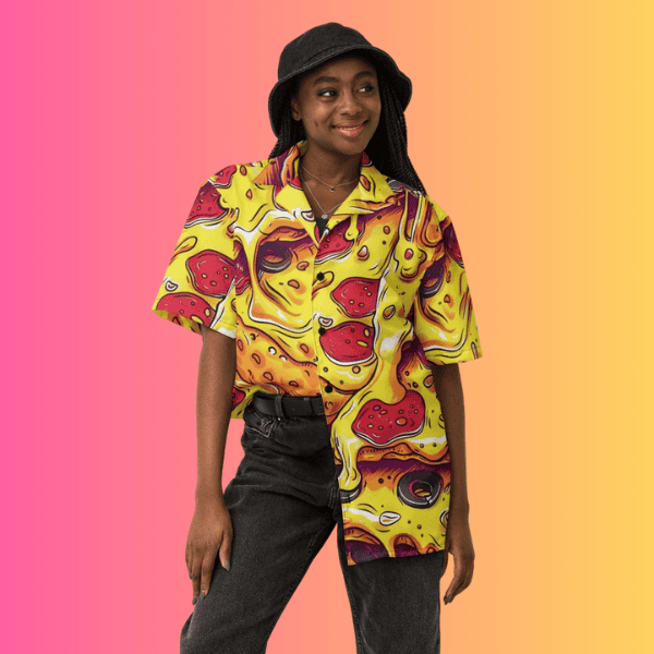 Melting Pizza Button Shirt - Ultimate Festival Vibes Gear