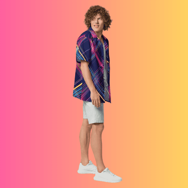 Custom Plaid Button-Up Shirt for Raves and Festivals