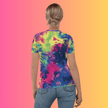 Vibrant Neon Tie-Dye Women's Rave T-Shirt for Festival Vibes