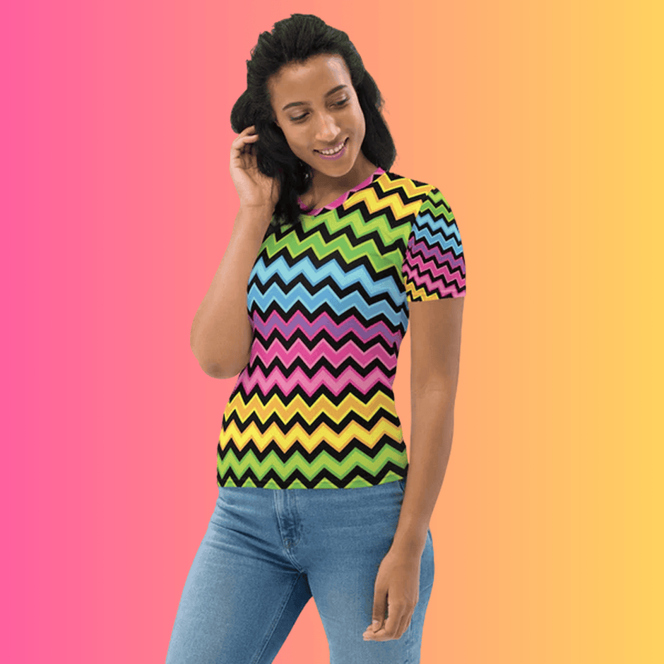 Rainbow Stripe Women's Festival Tee for Ravers