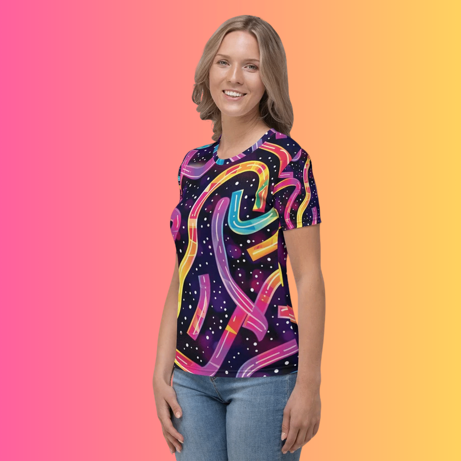 Vibrant Abstract Women's Festival T-Shirt for EDM Lovers
