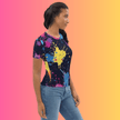 Vibrant Abstract Paint Splatter Women’s Festival T-Shirt for EDM Lovers