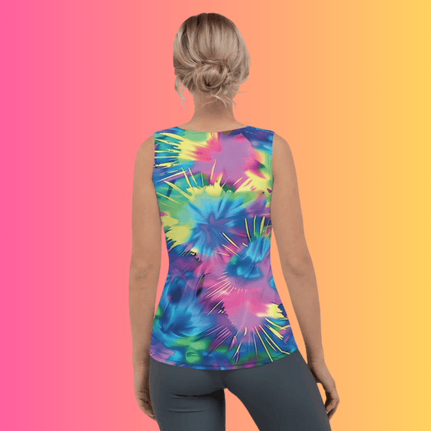 Electric Neon Tie-Dye Festival Tank Top for Rave Vibes