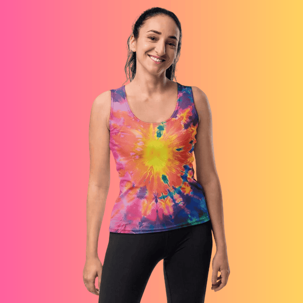 Vibrant Groovy Tie-Dye Tank Top for EDM Festivals