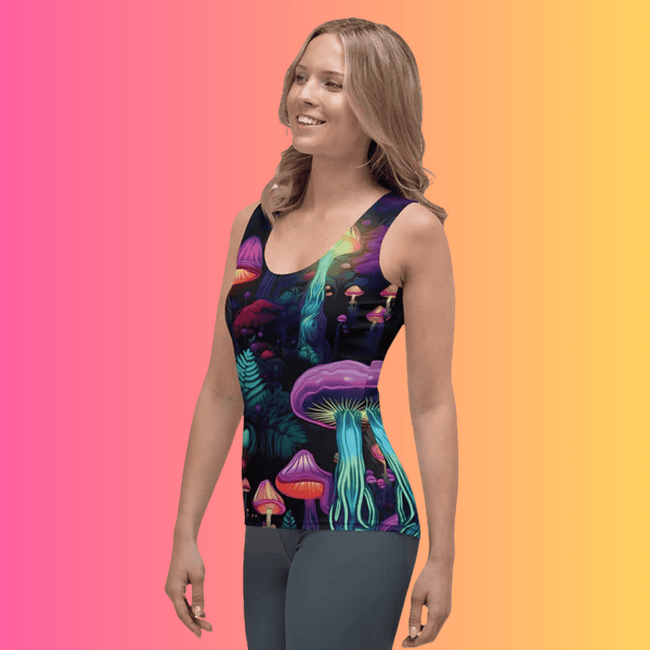 Vibrant Trippy Mushroom Festival Tank Top for EDM Lovers