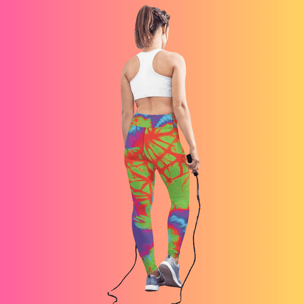 Neon Tie-Dye Yoga Leggings for Ultimate Festival Vibes – EDM Ready!