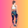 Vibrant Mushroom Print Yoga Leggings for Festivals and Dance Parties
