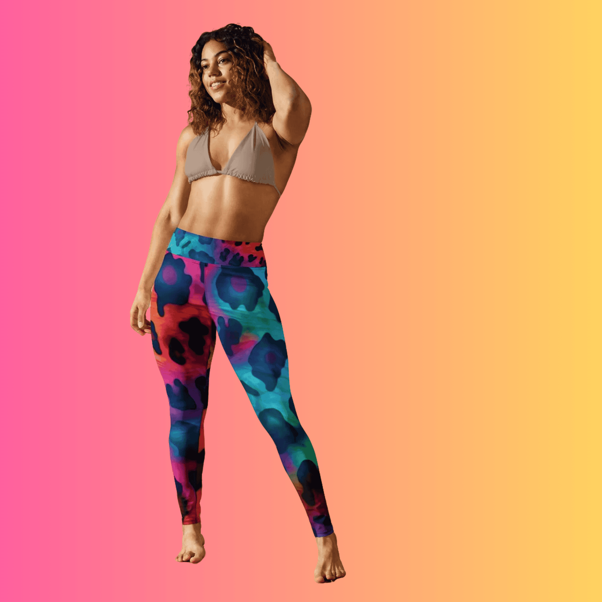Neon Leopard Print Yoga Leggings for EDM Festivals