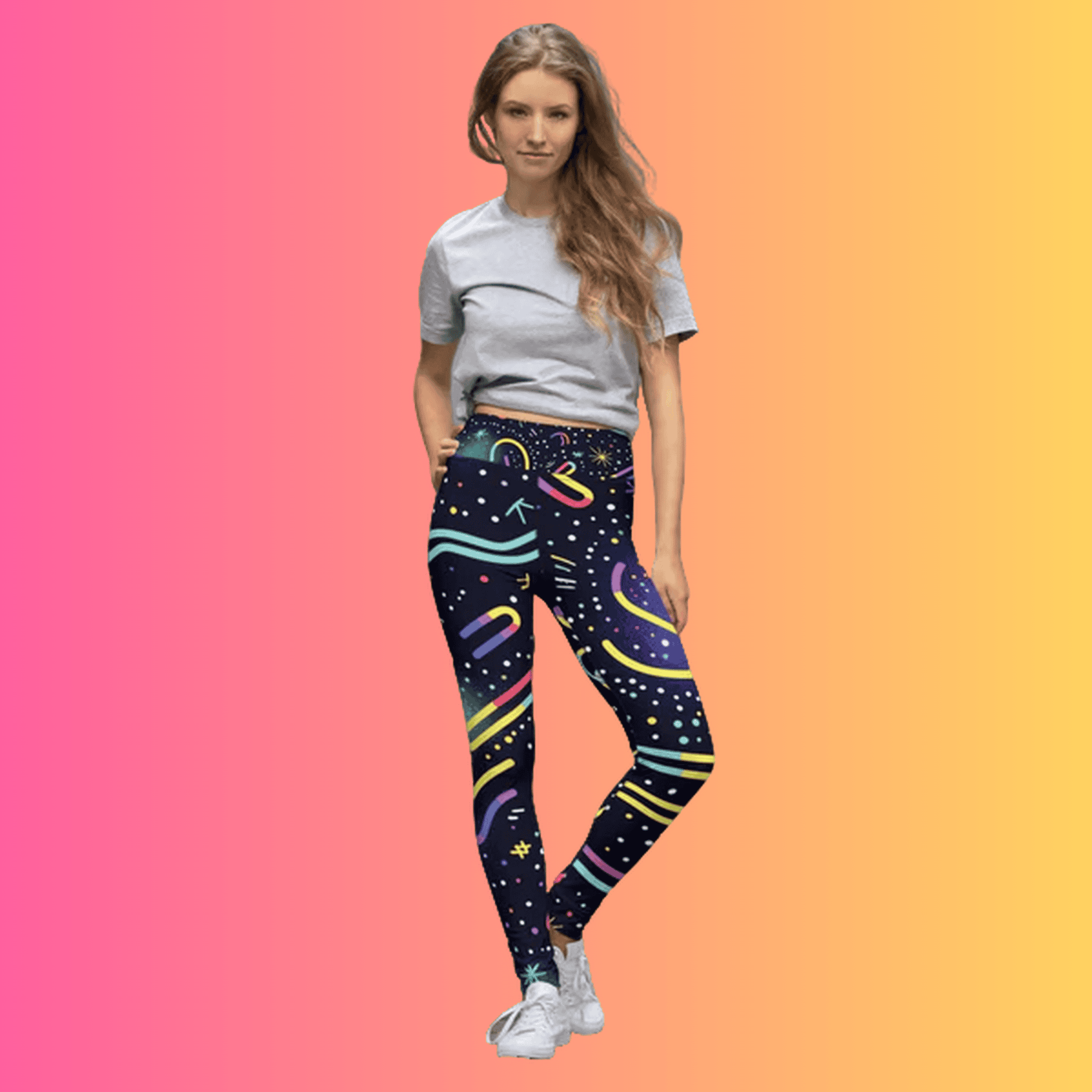 Vibrant Abstract Yoga Leggings for Raves and Dance Parties
