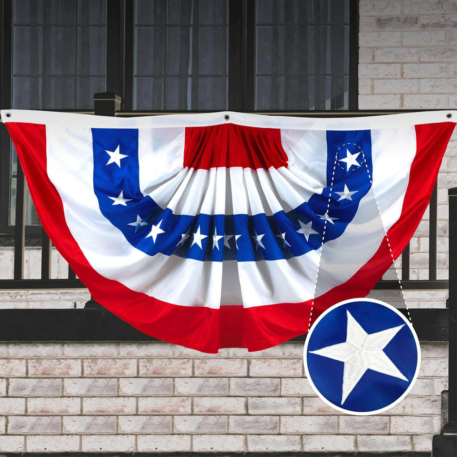 American USA Pleated Fan Flag 3x6 Feet American USA Bunting Decoration Flags - Custom Crafting Alliance, LLC