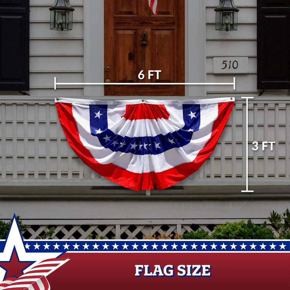 American USA Pleated Fan Flag 3x6 Feet American USA Bunting Decoration Flags - Custom Crafting Alliance, LLC