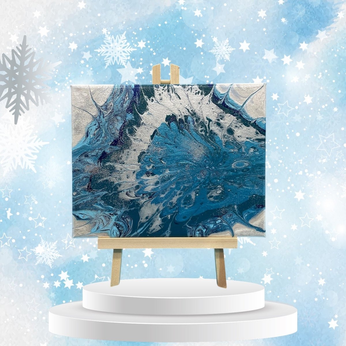 Arctic Bloom - Original 8x10 Acrylic Paint Pour Artwork - Custom Crafting Alliance