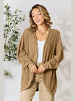 Women Basic Full Size Ribbed Cocoon Cardigan Sweater