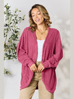Women Basic Full Size Ribbed Cocoon Cardigan Sweater