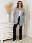 Women Star Pattern Open Front Cardigan Sweater with Pockets
