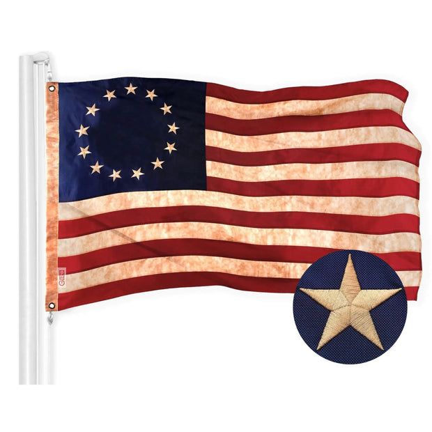 Betsy Ross Tea Stained Flag 4x6 Ft Embroidered 420D Polyester Historical Flag - Custom Crafting Alliance, LLC