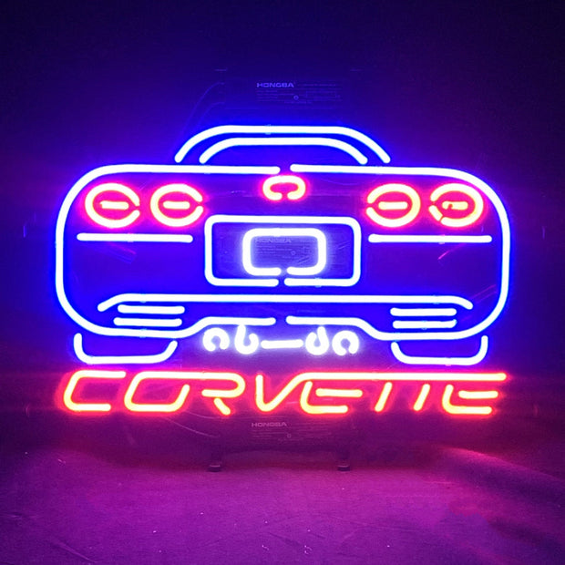 Blue Corvette Auto Car Motor Neon Signs Light
