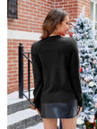 Women Sequin Reindeer Graphic Round Neck Christmas Sweater