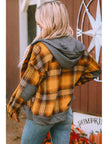 Plaid Hooded Button Front Jacket