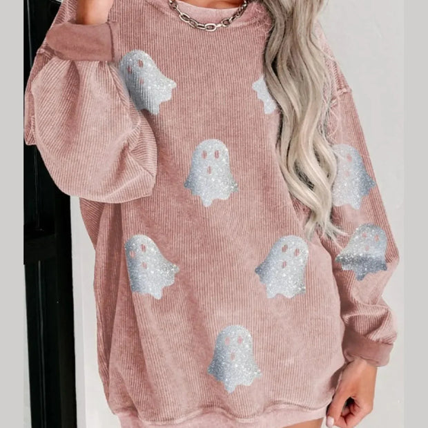 Ghost Round Neck Oversized Sweatshirt