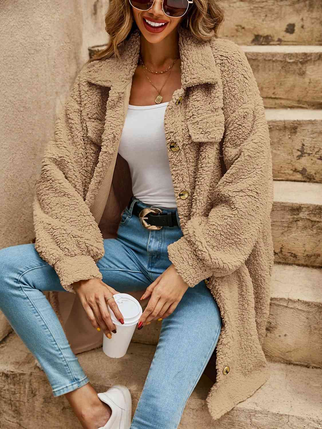 Women Collared Button Down Coat