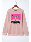 Women Cowboy Graphic Round Neck Sweatshirt
