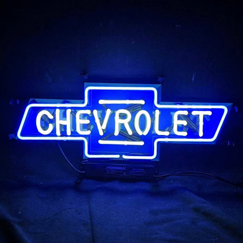 Chevrolet Font Classic Bowtie Logo Neon Signs