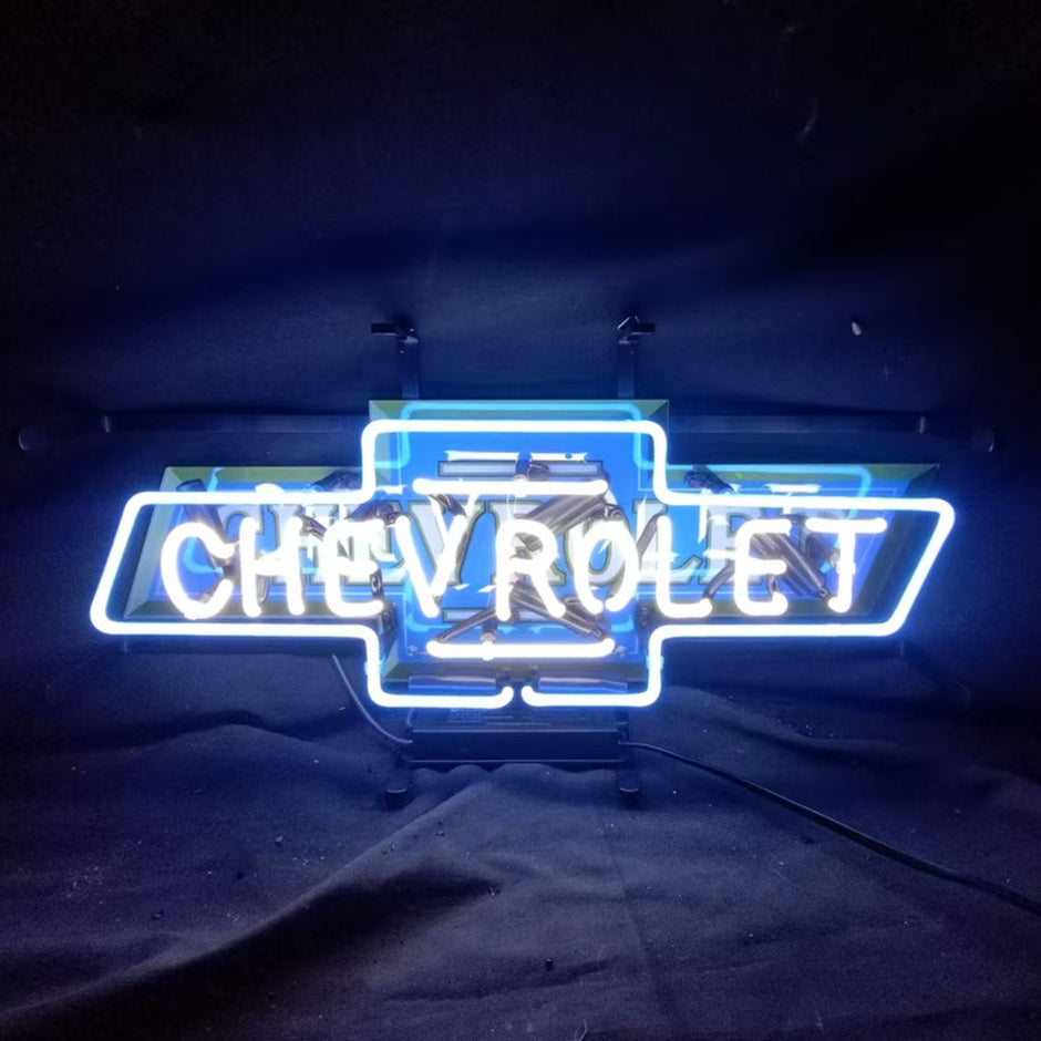 Chevrolet Font Classic Bowtie Logo Neon Signs