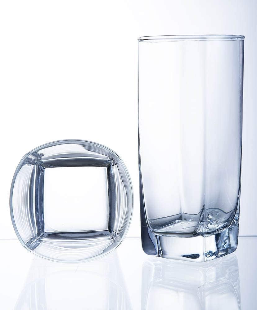 Collins Everyday Drinking Glasses Set of 16 Drinkware Kitchen Glasses for Cocktail, Iced Coffee, Beer, Ice Tea, Wine, Whiskey, Water, 8 Tall Highball Glass Cups & 8 Short Old Fashioned - Custom Crafting Alliance, LLC