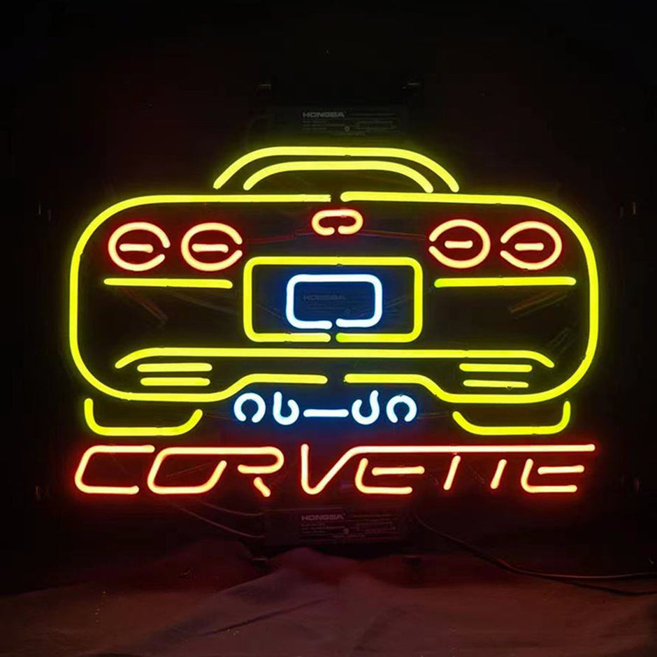 Yellow Corvette Auto Car Neon Signs Light