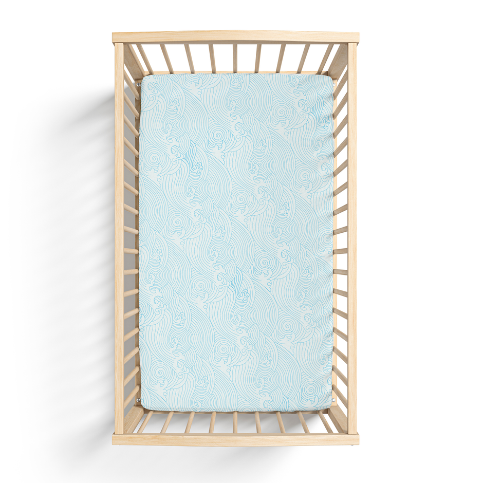 Organic Crashing Sea Waves Bamboo Cotton Blend Crib Sheet