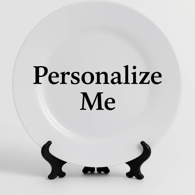 Custom 8" Round Ceramic Plate – Add Your Photo, Message, or Artwork - Stand Included - Custom Crafting Alliance, LLC