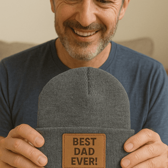 Custom Beanie with Laser - Engraved Leatherette Patch – Stylish & Warm Personalized Winter Accessory - Custom Crafting Alliance, LLC