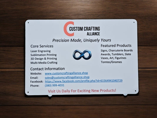 Customizable 8x12 Metal Business Sign – Perfect for Personal or Professional Branding - Custom Crafting Alliance