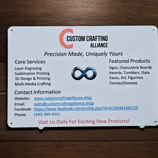 Customizable 8x12 Metal Business Sign – Perfect for Personal or Professional Branding - Custom Crafting Alliance