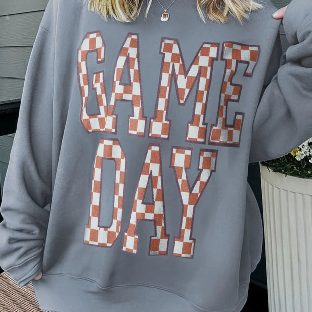 Game Day Checkered Oversized Sweatshirt