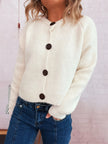 Women Button-Up Raglan Sleeve Cardigan Sweater