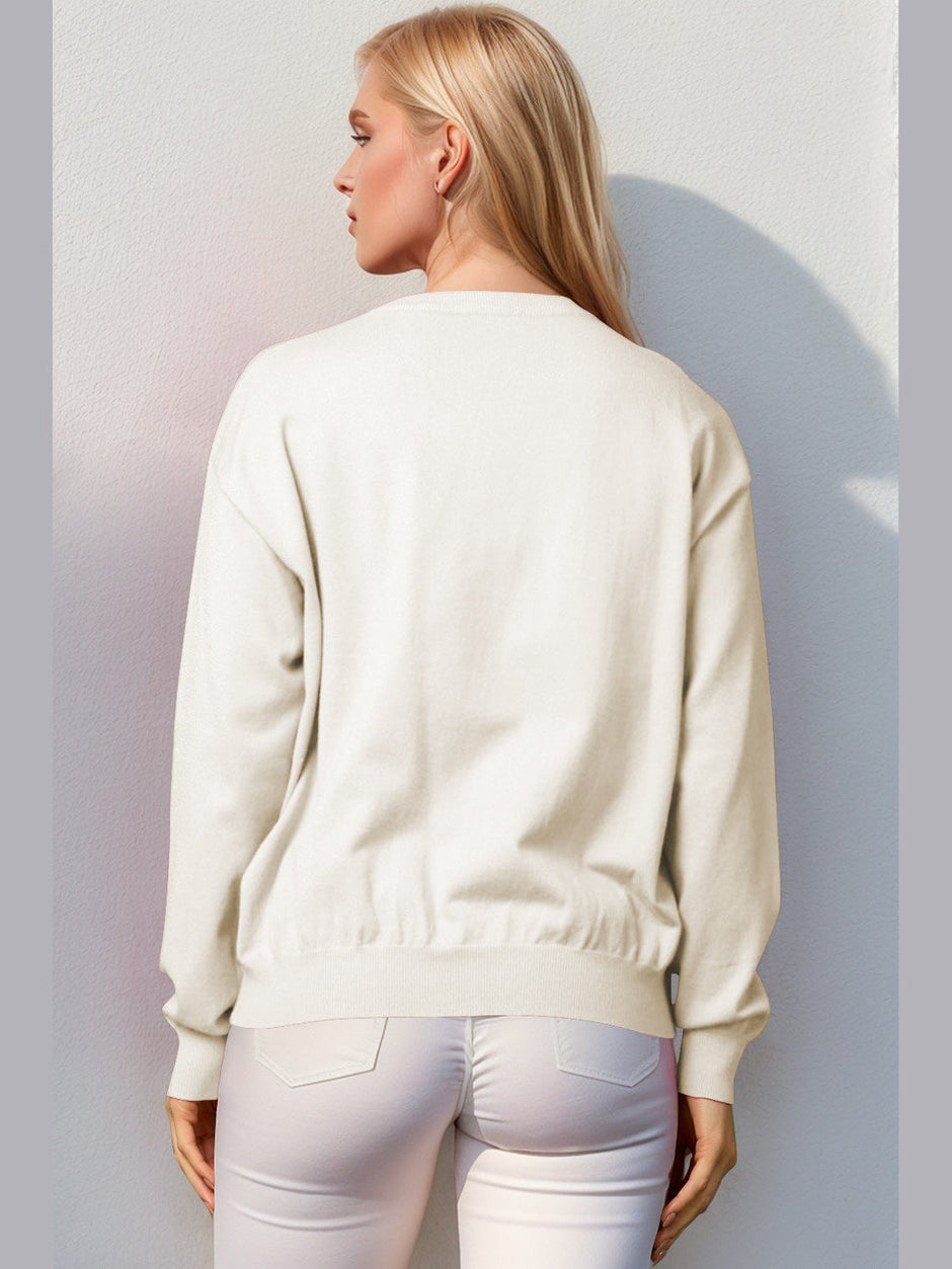 Double Take Full Size Nutcracker Sequin Long Sleeve Sweater