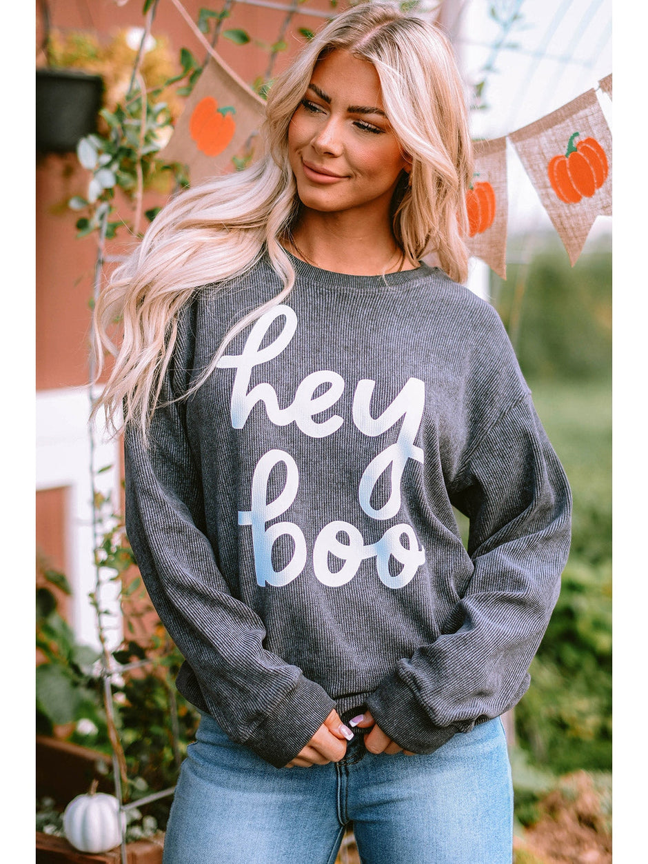 Round Neck Dropped Shoulder Letter Graphic Sweatshirt