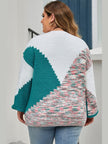Plus Size Color Block Round Neck Sweater